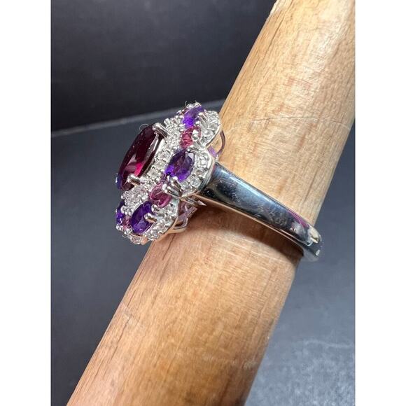 NEW rhodolite garnet and amethyst ring in sterling silver size 7 - Picture 8 of 16